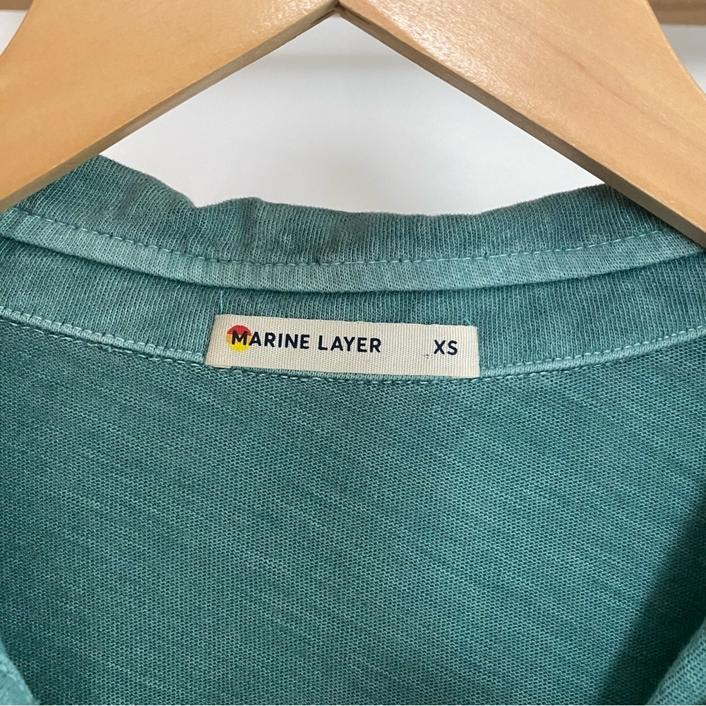 Marine Layer Green Cropped Vintage Slub Polo Tee XS - Picture 12 of 15